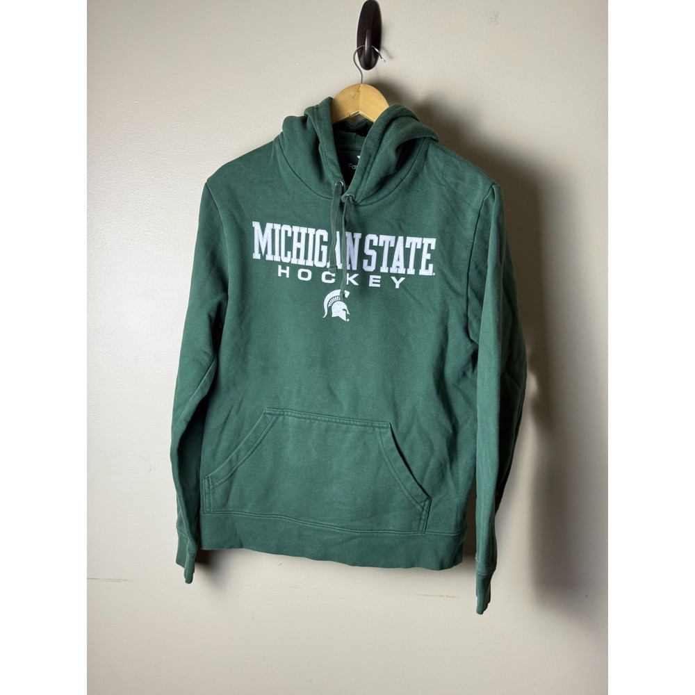 Michigan State Spartans Hockey Hoodie Mens M Green Drawstring